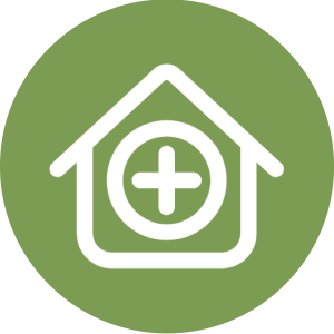 Pflege zu Hause Illustration grün weiß